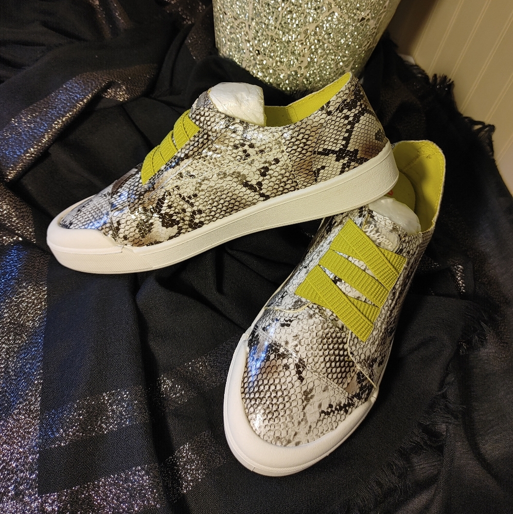 New in box ladies' Sugar snakeskin print slip on sneakers sz 8m